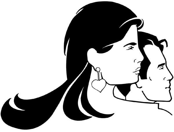 Man and woman side by side vinyl sticker. Customize on line. Faces 035-0351